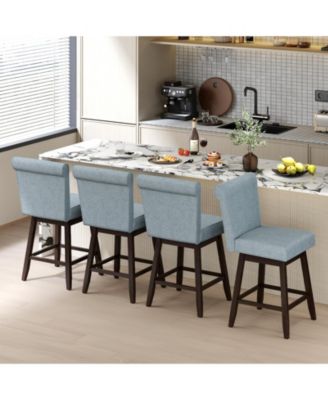 27 Inch Counter Height Bar Chairs with Rubber Wood Legs Set of 2