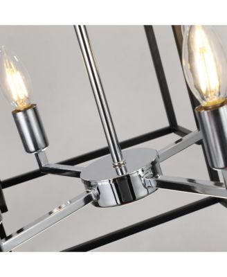 Adjustable Black Geometric Foyer Pendant Light with Chromed Base