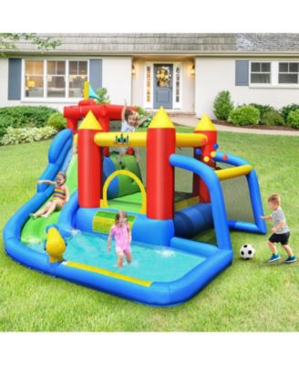 Inflatable Bouncer Bounce House with Water Slide Splash Pool without Blower
