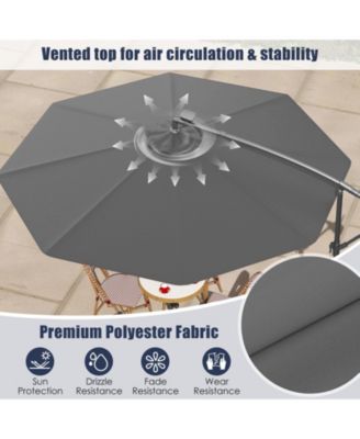 10 Feet Solar Offset Hanging Umbrella with 40 Lamp Beads and Solar Panel