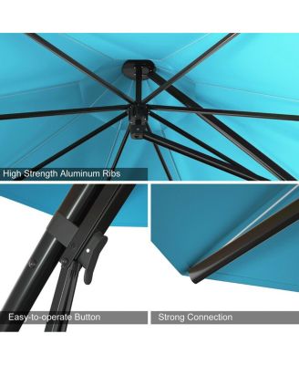 11 Feet Outdoor Cantilever Hanging Umbrella with Base and Wheels-Turquoise
