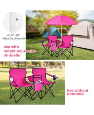 Portable Folding Picnic Double Chair With Removable Umbrella