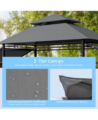 13.5 x 4 Feet Patio BBQ Grill Gazebo Canopy with Dual Side Awnings
