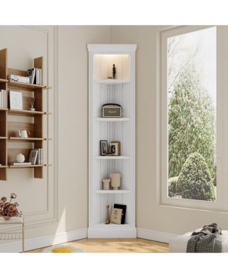 Streamdale Tall Bookshelf Suite with LED Lighting, Corner Shelves, and Drawers