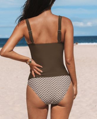 Women's Alluring Navy One-Piece Swimsuit with Ruched Detailing