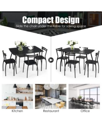 5 Pieces Dining Table Set with 4 Chairs and Backrests
