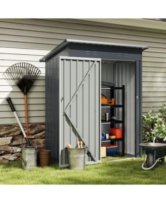 5 x 3 Feet Outdoor Storage Shed with Sloped Roof and Lockable Door-Gray