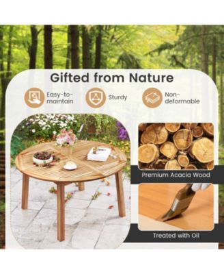 53 Inch Outdoor Acacia Wood Dining Table for 4-6 People