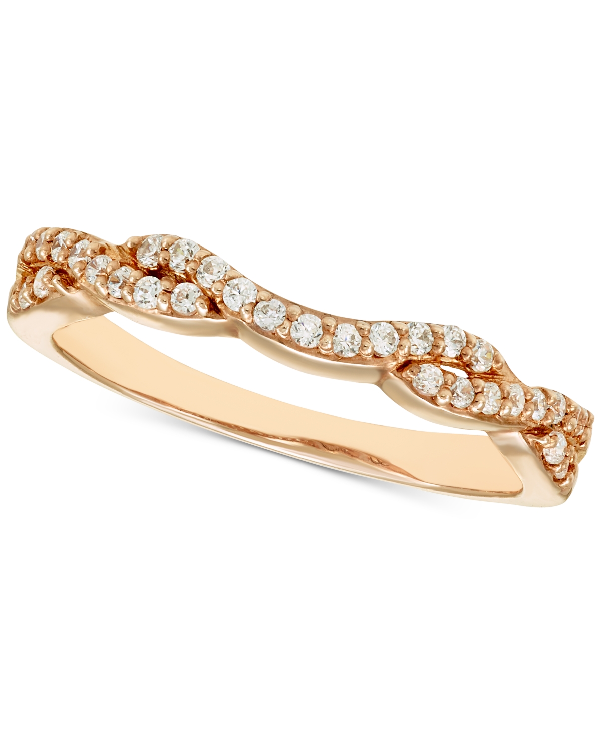 Diamond Crossover Contour Band (1/5 ct. t.w.) in 14k Rose Gold - Rose Gold
