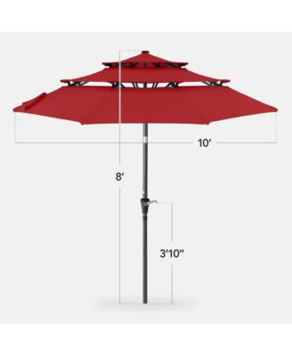 10ft 3-Tier Patio Umbrella, Market Sun Shade w/ Tilt Adjustment, Easy Crank