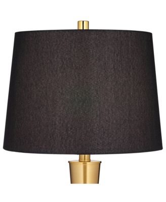 Wayne Modern Table Lamps 29 1/4" Tall Set of 2 Brass with USB Charging Port Black Fabric Drum Shade for Bedroom Living Room Kids