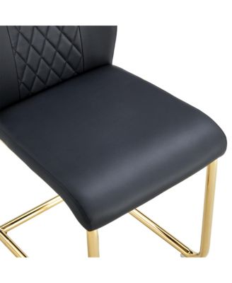 Streamdale 63" Glass Dining Set Marble Table & 6 Black/Gold Chairs