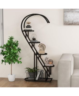 5 Tier Metal Plant Stand with Hanging Hook for Multiple Plants