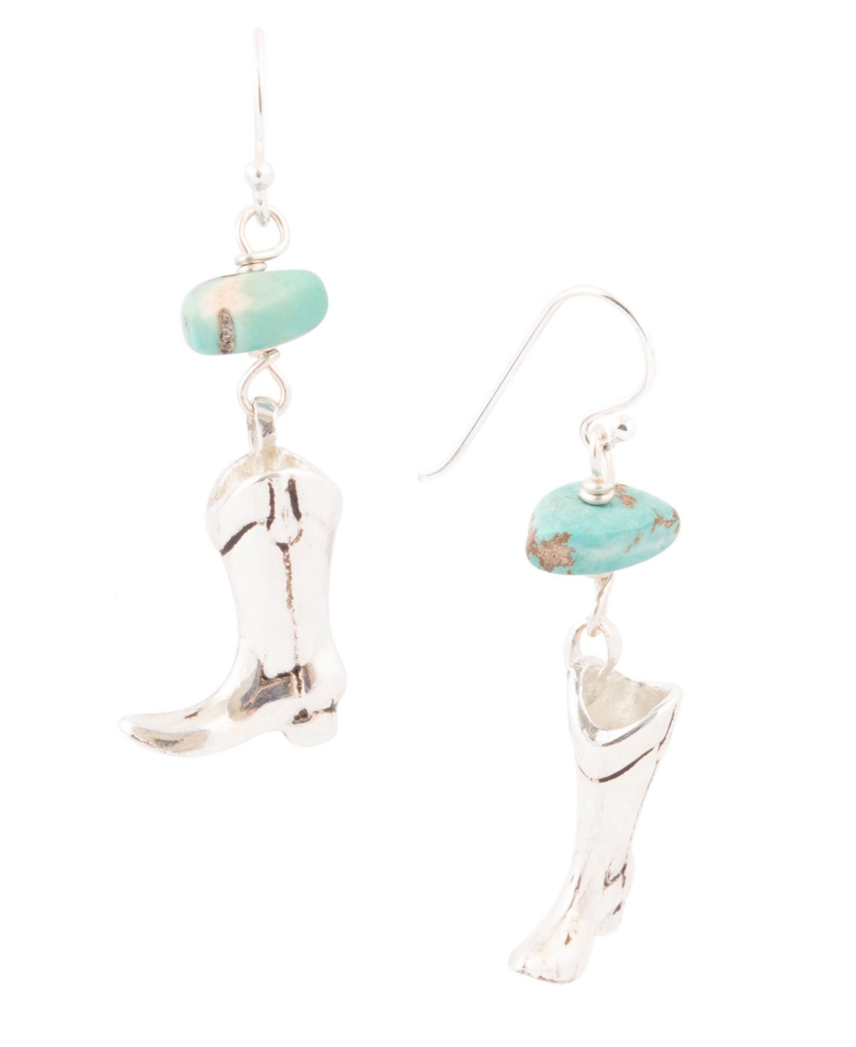 Genuine Turquoise Magnesite and Sterling Silver Boot Charm Earrings - Genuine Magnesite