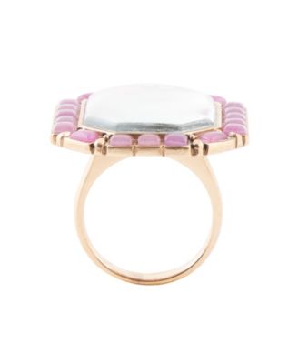 Scenic Pink Flamingo Agate Golden Statement Ring
