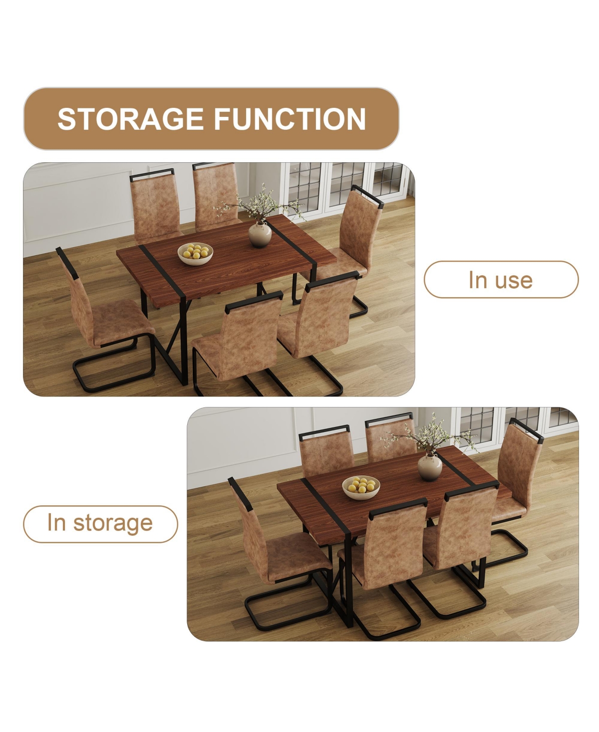 Streamdale Retro Dining Table & 6 Chairs - Minimalist Style