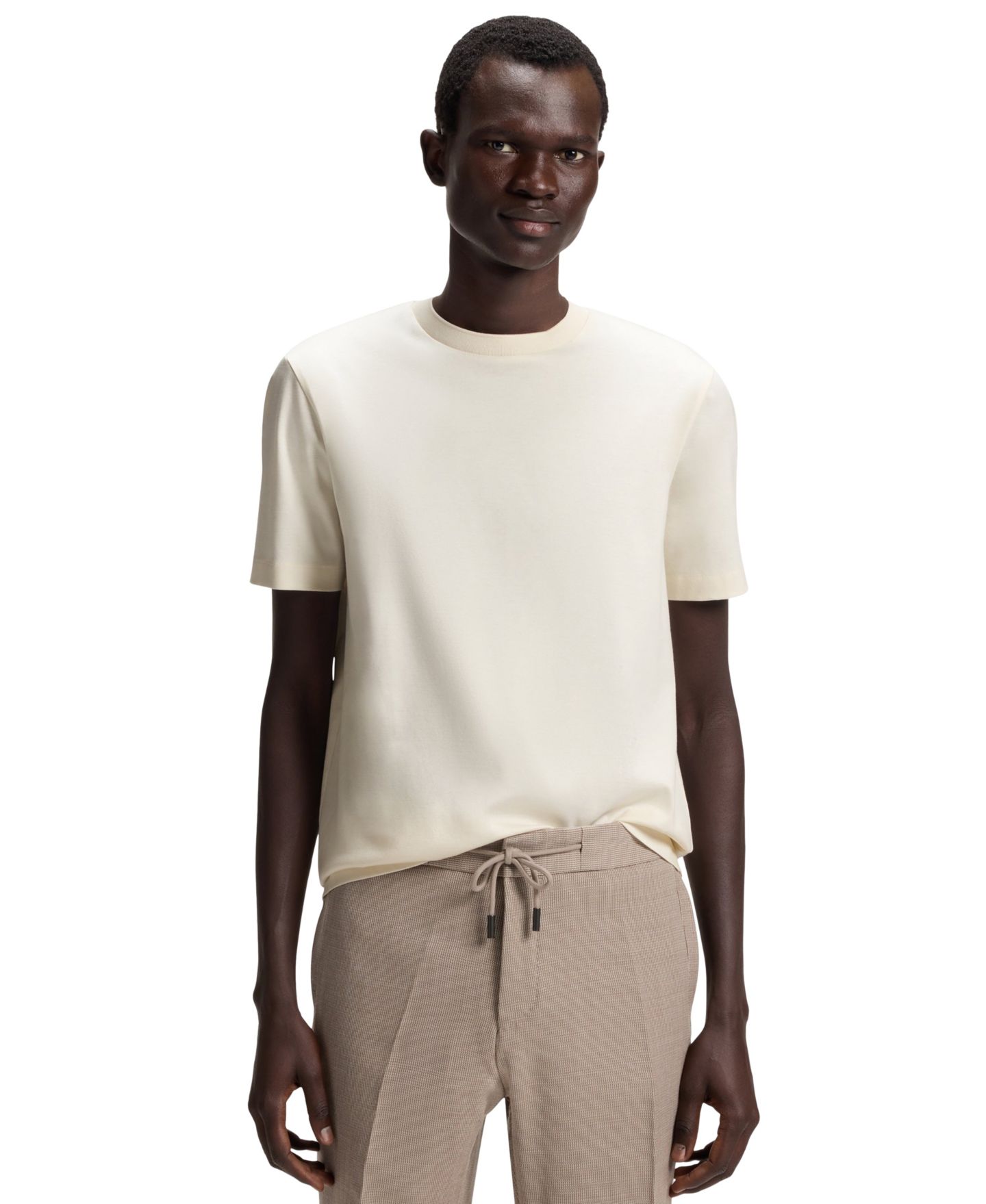 Мужская футболка Hugo Boss Regular-Fit Mercerized-Cotton, цвет: Тёмный синий — фото 9
