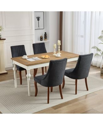 Rayon Linen Dining Chairs, Set of 2 (Black