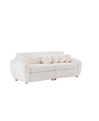 Streamdale 84" White Corduroy Sofa Couch
