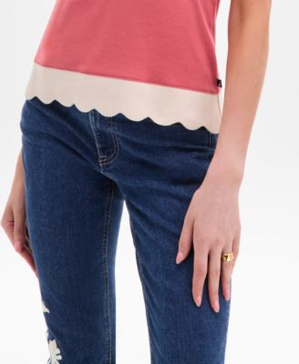 Women's Cotton Scalloped-Hem Tank Top