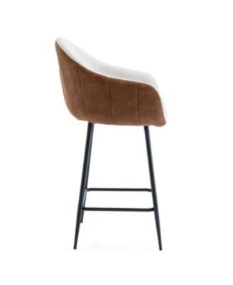 Modern Counter Height Bar Stools (26.5") with Cushioned Upholstery and Durable Metal Legs