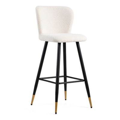 Modern 30" Barstool with White Seats and Black & Gold Accents