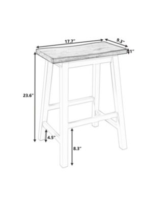 Farmhouse Rustic 2-piece Counter Height Wood Kitchen Dining Stools for Small Places, Walnut+Black