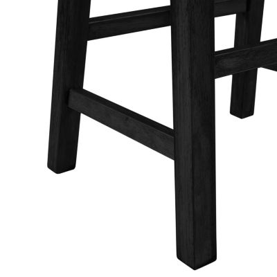 Farmhouse Rustic 2-piece Counter Height Wood Kitchen Dining Stools for Small Places, Walnut+Black