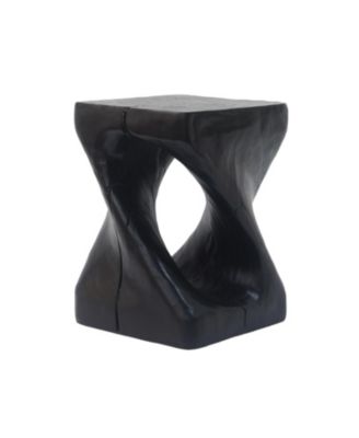 Streamdale Twist Shape Side Table, Wood-like texture, Black Color