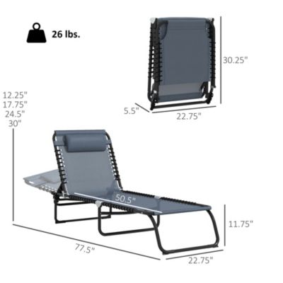 2 Chaise Lounge Pool Chairs, Folding, Reclining