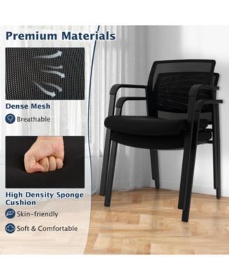 Set of 2 Stackable Reception Room Chairs with Padded Seat-Black