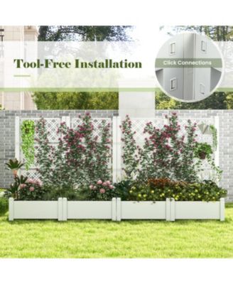Outdoor Planter Box Self-Watering Raised Garden Bed Trellis with Water Level Indicator