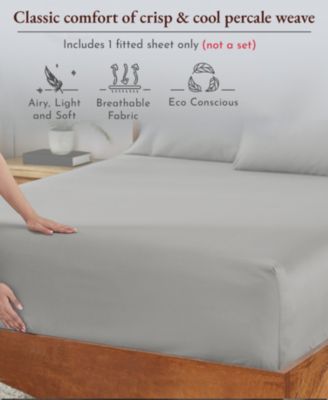 California Design Den Cool Percale Organic Cotton Fitted Sheet Only, Twin XL