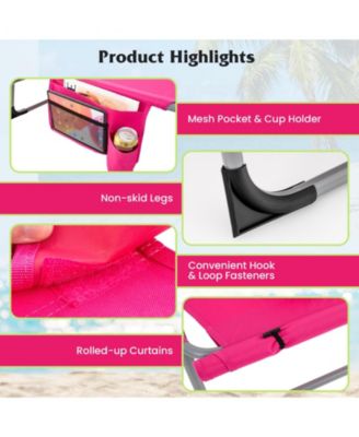 5-position Outdoor Folding Chaise Lounge Chair-Pink
