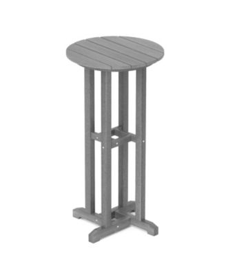 21.5 Inch Round Bar Table Patio HDPE Bar Height Dining Table with Slatted Tabletop