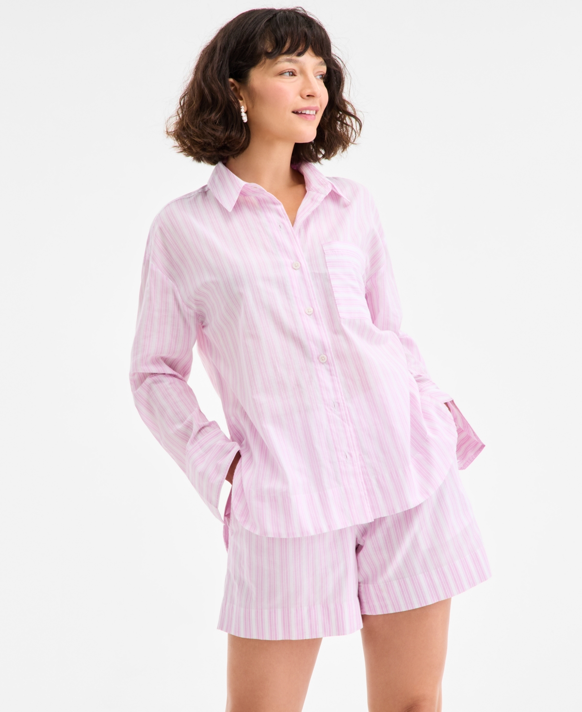 Women's Adventure Stripe Long-Sleeve Shirt, Exclusively at Macy's - So Lavender