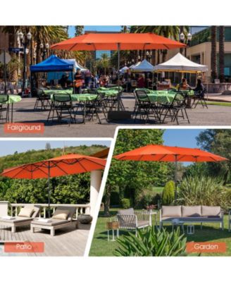 15 Feet Patio Double-Sided Umbrella with Hand-Crank System