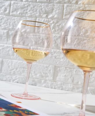 Gold Rim Vintage Stemmed Wine Glasses, Set of 2