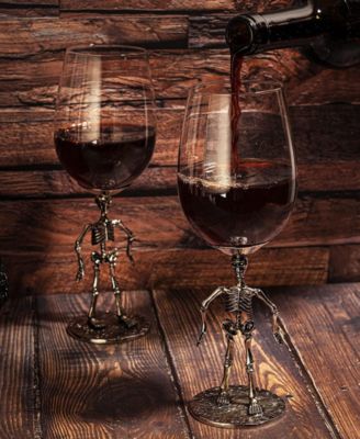 Skeleton Stemmed Wine Glasses, Set of 2