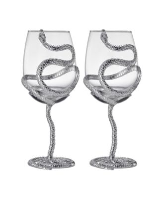 Snake Stemmed Wine Glasses, Set of 2