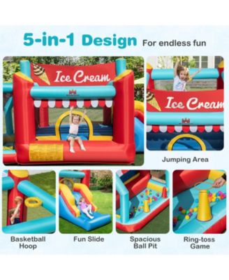5-in-1 Ice Cream Inflatable Bounce House with Ball Pit and Slide with 520W Blower