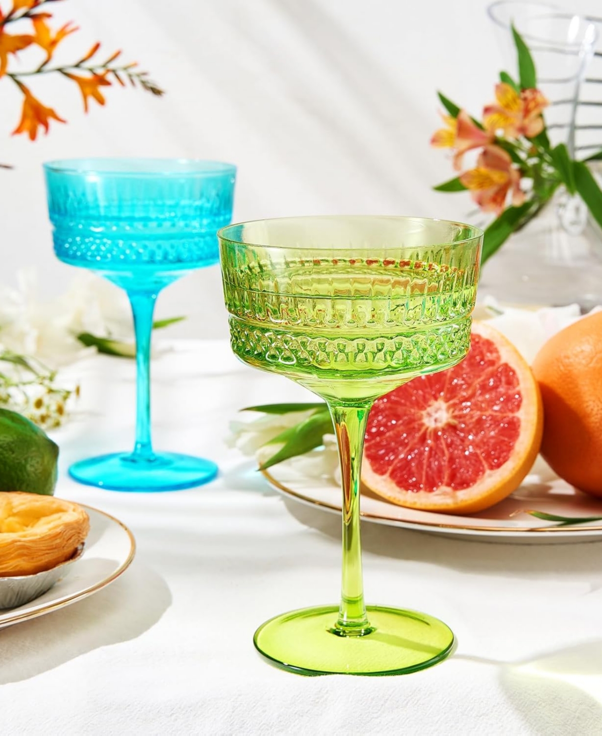 The Wine Savant Art Deco Vintage Goblet Cocktail Glasses, Set Of 6