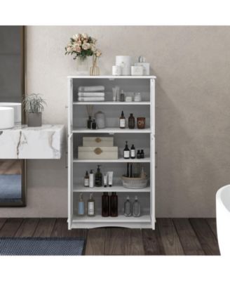 4 Doors Freeestanding Bathroom Floor Cabinet with Adjustable Shelves