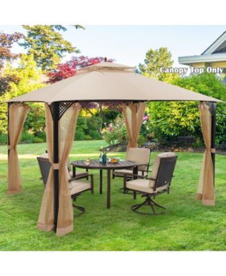 10 x 12 Feet Gazebo Replacement Top with Air Vent and Drainage Holes-Beige