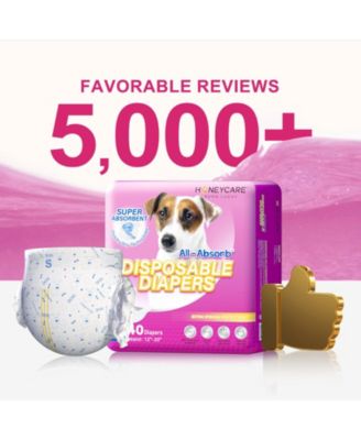 All-Absorb Disposable Female Dog Diapers, Super Absorbent, Breathable, Wetness Indicator, Small, 12-20 inches, 80ct