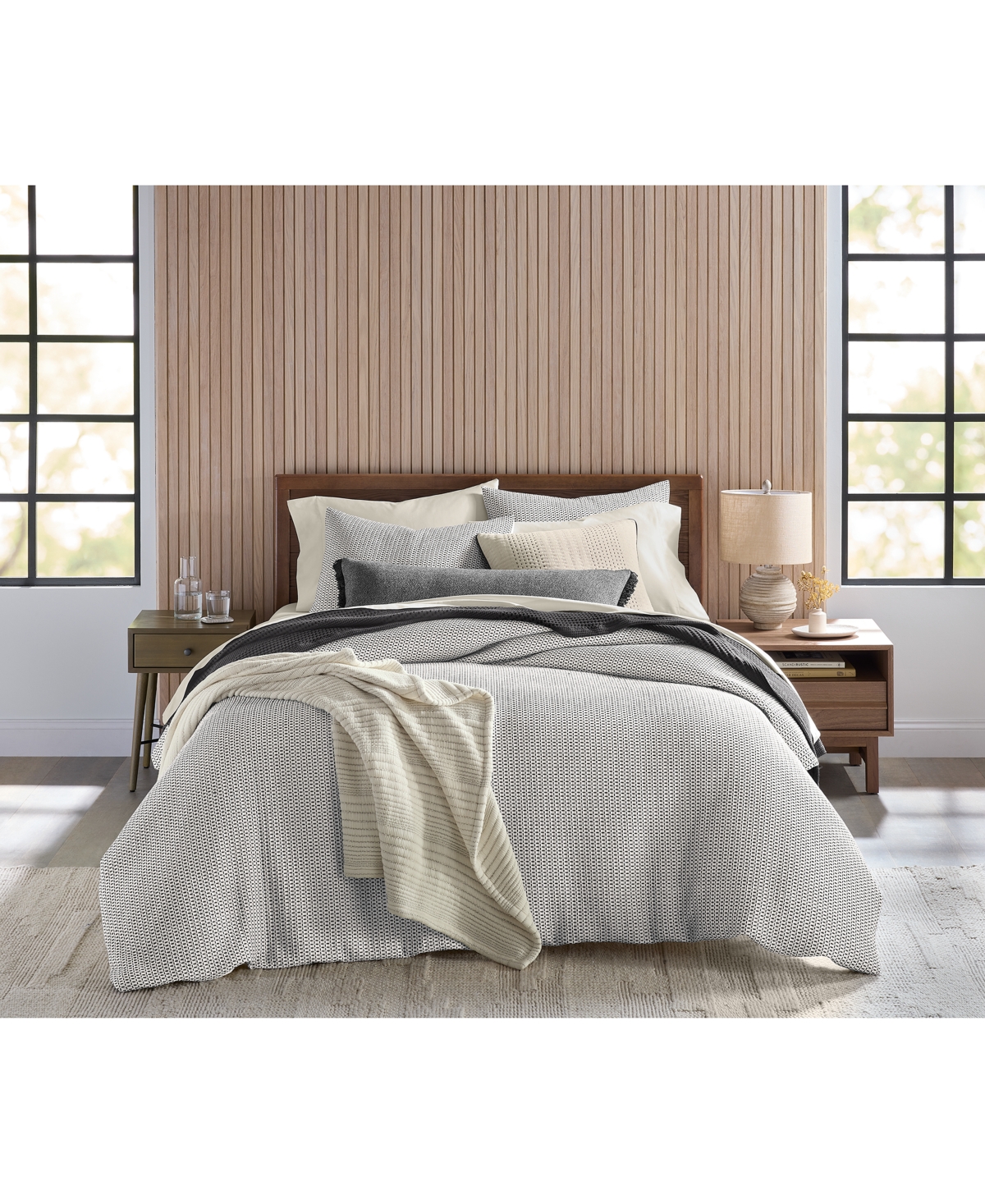 Oake Textured Stripe 3-pc. Comforter Set, King, Exclusively At Macy's In Black