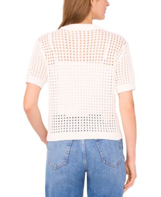 売れ筋商品|||セセ ニット&セーター アウター レディース Women's Texture Mesh Short-Sleeve Cardigan Antique White CeCe Women's Texture Mesh Short-Sleeve Cardigan - Macy's