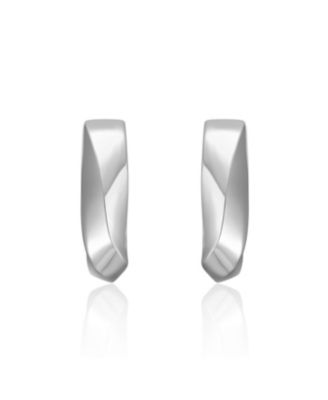 Geometric Rectangle Mini Hoop Earrings in White Gold Plated or 14K Gold Plated