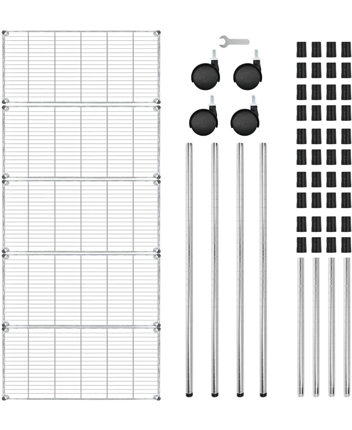 Simple Deluxe 5-Shelf Shelving with Wheels Steel Organizer 36"Wx14"Dx60"H Chrome