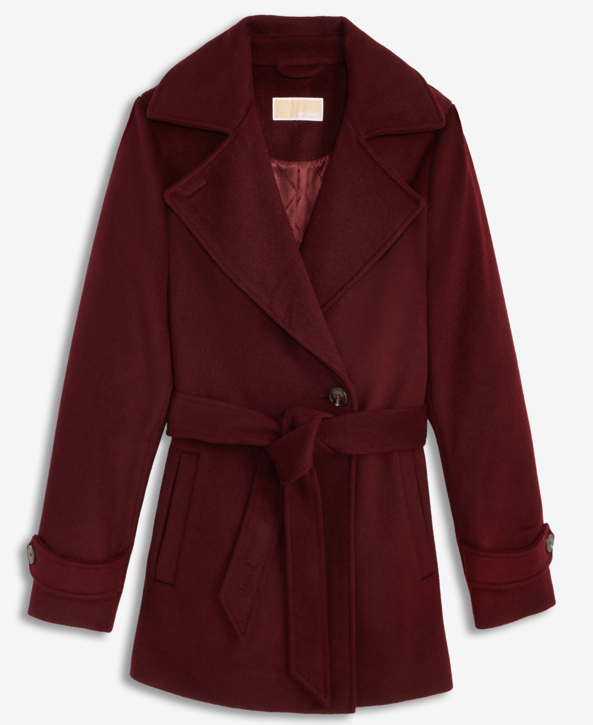 Michael Kors Michael  Women's Double-breasted Belted Wrap Coat, Exclusively At Macy's In Burgundy